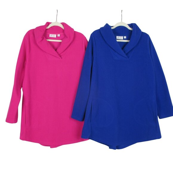 D & Co. Pullover Collar Fleece Pullover Womens Size 1X Long Sleeves SET OF 2 - Picture 1 of 9